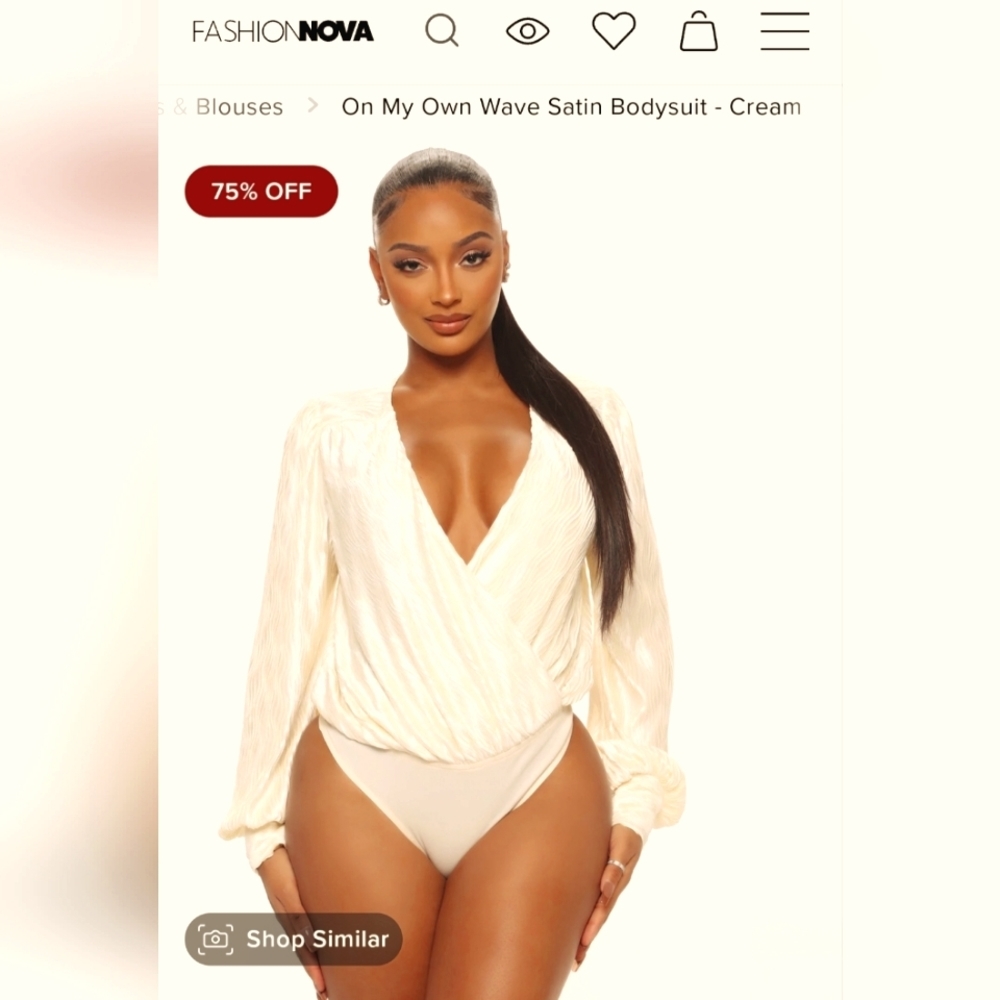 18. On my own wave Cream Wrap bodysuit